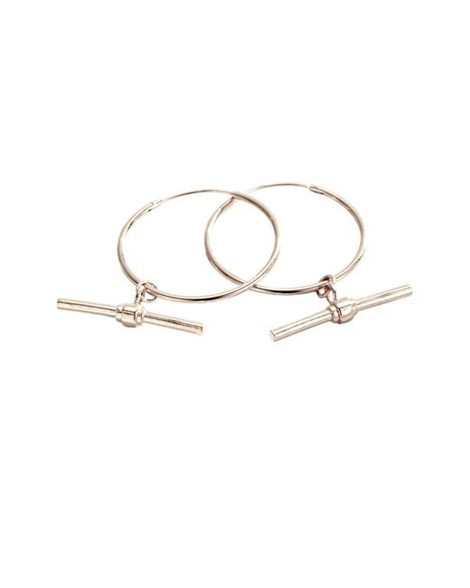 Posh Totty Designs Metallic Sterling T Bar Charm Hoop Earrings