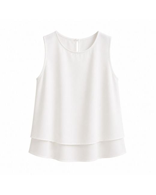 Nuvv Collection White İVory Layered Sleeveless Blouse