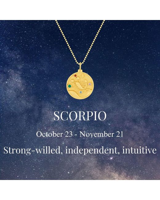 Azura Jewelry New York Metallic Scorpio Zodiac Mantra Necklace Vermeil