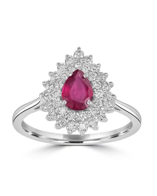 Artisan Pink Ruby And Diamond Halo Ring