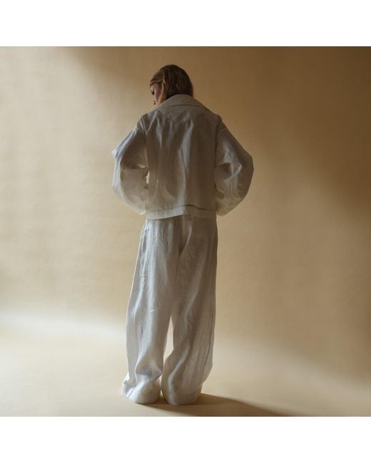 Una Berzina Gray Linen Wide-Leg Trousers