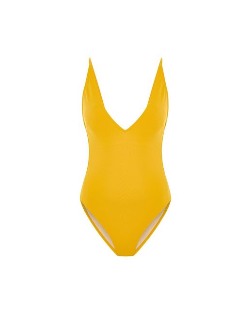 Pcfg Yellow The Solar Reflections Low Back V-Neck Swimsuit