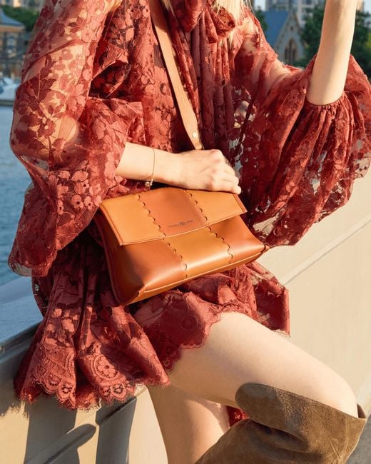 Orange Cube White Square Stitch Messenger Bag