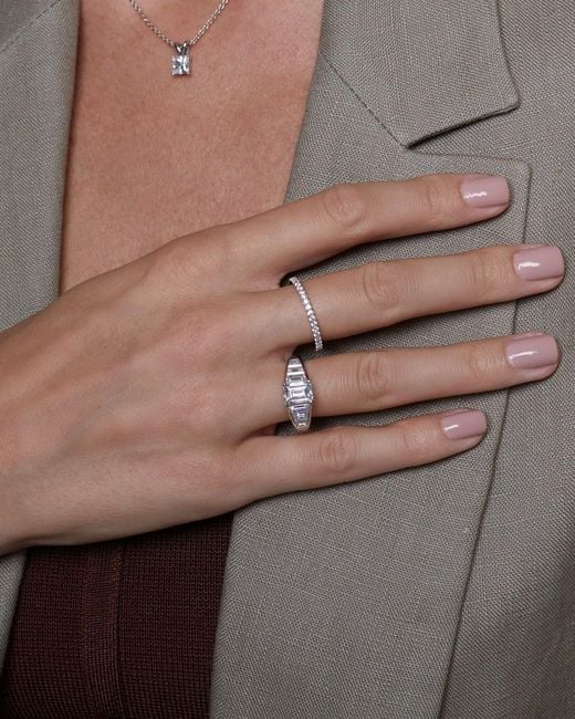 Diamonbliss Metallic Emerald Cut Tapered Engagement Ring