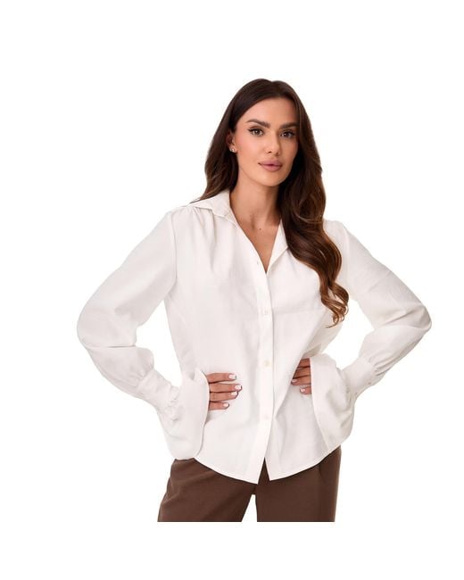 Mandragora White Neutrals Ecru Cotton Shirt With Decorative Cuffs – Carmen