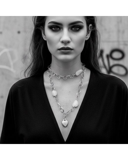 Tg-Jewellery by Tamara Gervasio Blue Rose Quartz Pebble Sterling Heart Necklace One Of A Kind