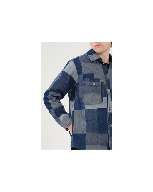 Win Out Blue Patchwork Denim Overshirt for men