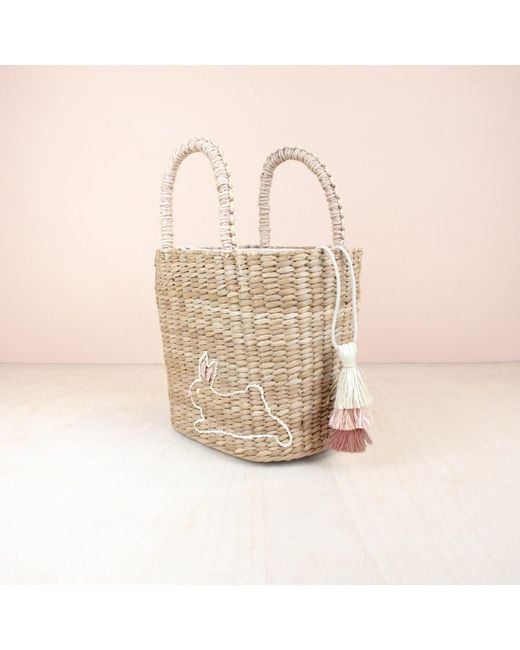 LIKHÂ Natural Mini Tote Bag With Embroidered Bunny
