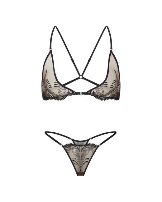Lunatic Femme Natural Neutrals Love Triangle Embroidered Bra