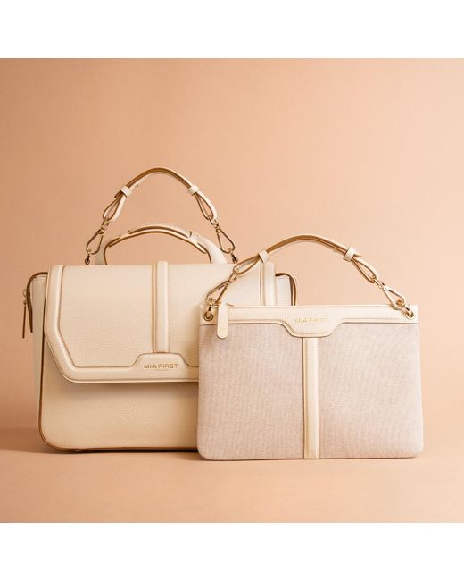 Mia First - Venezia Natural Neutrals Clutch Petitemia Canvas Sand