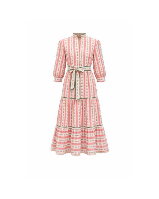 Echo of Pink Pink Midi Dress Block Print Dress Maple Dress