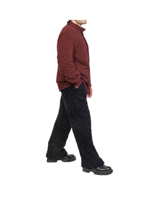 Maison Bogomil Purple Chunky Knit Bomber Cardigan for men