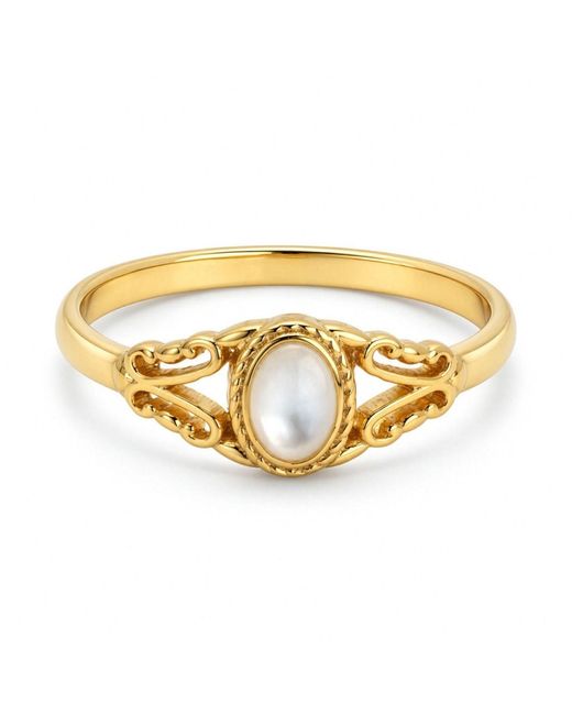 Belinda Jewelz Metallic Ornate Mother Of Pearl Ring