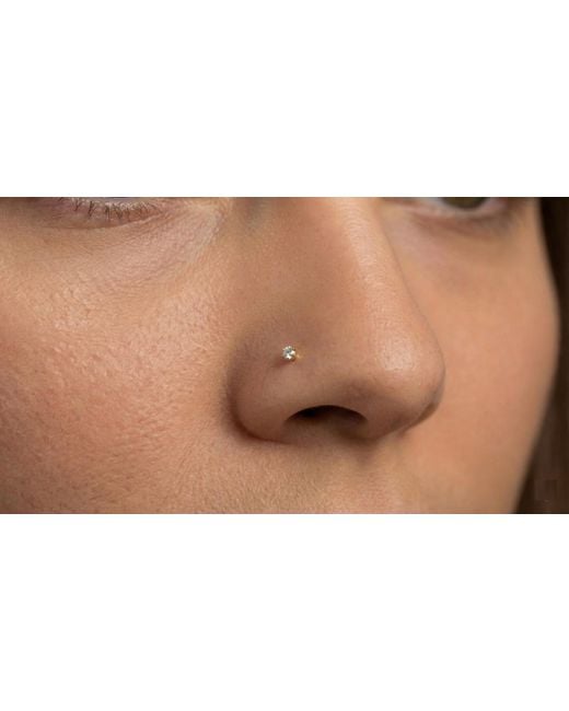 Zahav Jewelry White 14K Solid 24G 2Mm Cz L Shape Nose Stud