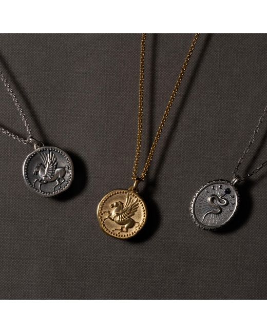 Dower & Hall Metallic Snake Talisman Necklace In Vermeil for men