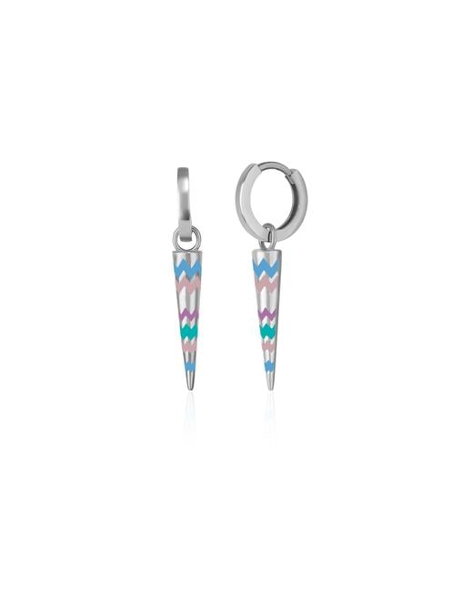 Spero London Blue Spike Sterling Drop Hoop Earrings