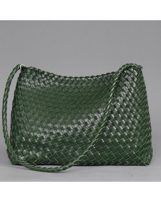 Rimini Green Hand Weaving Shoulder Bag 'Suzy'