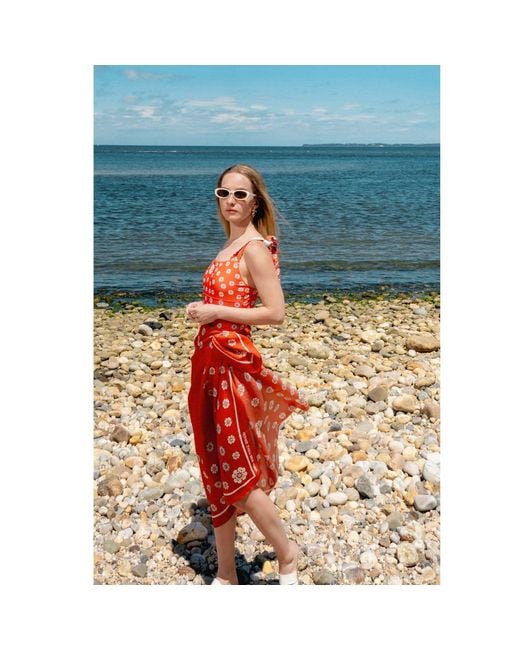 Jessie Zhao New York Red Beach Sarong Wrap