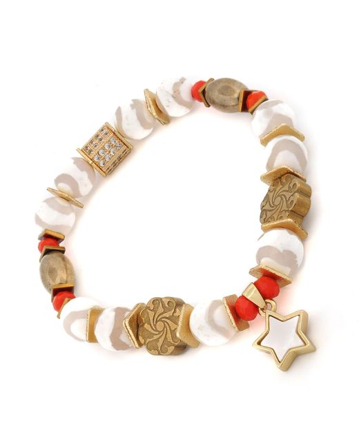 Ebru Jewelry Metallic Radiant Harmony Star Beaded Bracelet