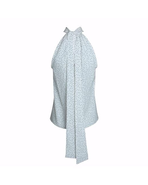 2KStyle Blue Ivana Gathered Tie-Detailed Polka Dot Viscose Blouse