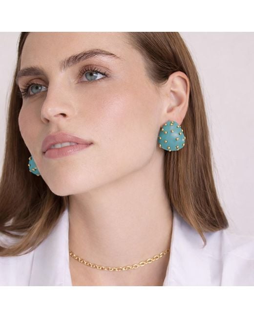 Michael Nash Jewelry Blue Maristella Aqua Studded Resin Pierced Hoop Earrings