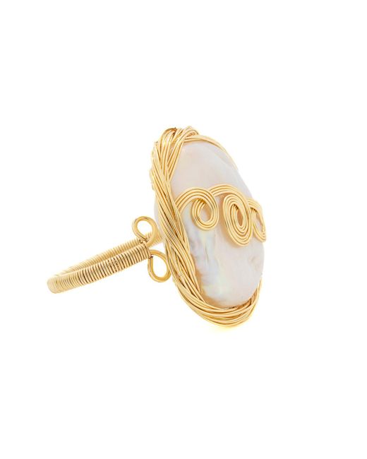 Ebru Jewelry Metallic Cleopatra Pearl & Spiral Ring
