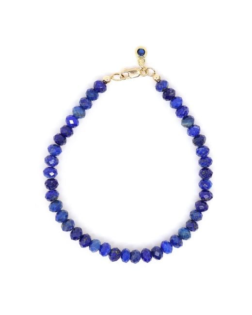 Shar Oke Blue Lapis Lazuli & Cubic Zirconia Beaded Bracelet