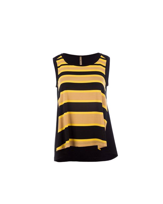 Conquista Black Striped Sleeveless Top