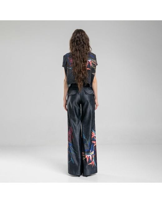 ARTISTA Blue Floral Printed Wide Leg Pants