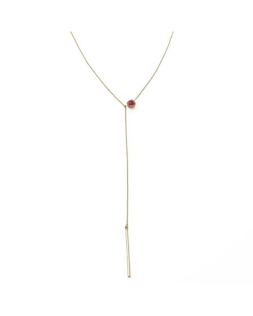 Shabella Nyc Metallic Ruby Lariat Necklace