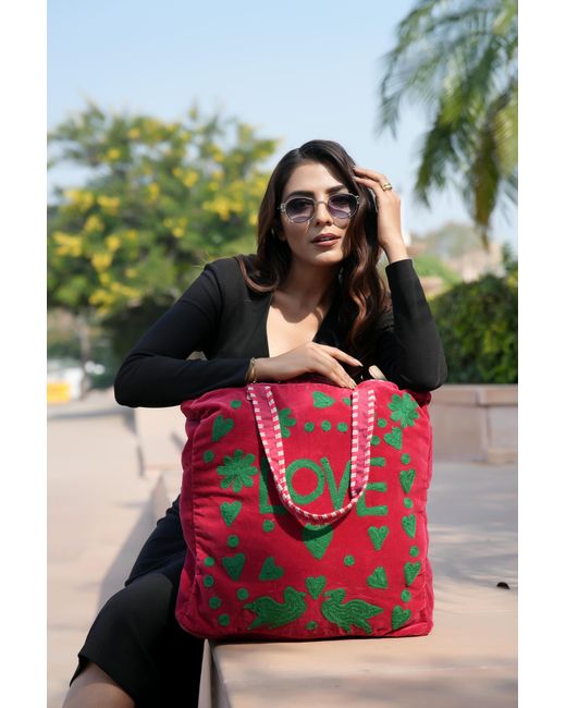 Conscious Yoga Collective Red Love Suzani Tote