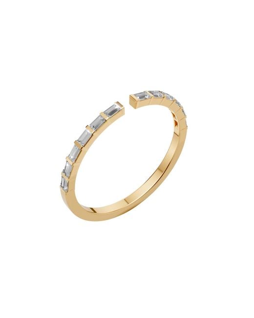 Aya Fine Jewelry Metallic Baguette Cut Lab Diamond Stackable Open Wedding Band Ring