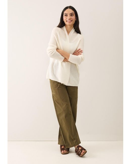 Loop Cashmere White Relaxed Edge To Edge Cardigan