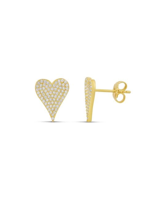 SHYMI Metallic Elongated Large Pave Heart Studs