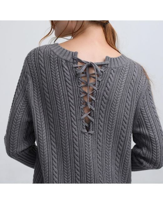 Smart and Joy Gray Lacing-In-Back Jumper Dress