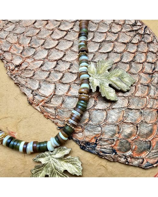Farra Metallic Agate With Maple Leaves Statement Necklace