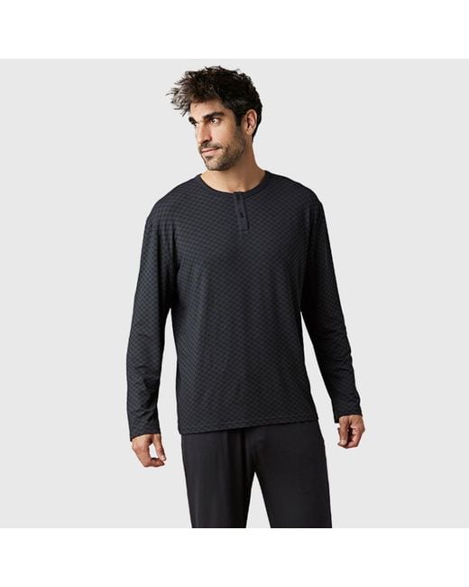 Zd - Zero Defects Blue Long Modal Pyjamas Damier for men