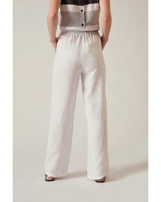 James Lakeland White Relaxed Linen Trousers