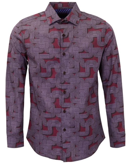 Lords of Harlech Purple Norman Blons Geo Port Printed Cotton Long-Sleeve Shirt for men