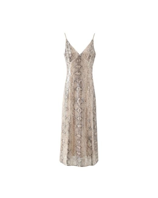 Aisl Natural Snakeskin Sequin Slip Dress