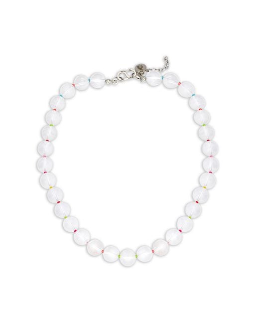 Kybele Studio White Quartz Bonbon Necklace With Glass Spacers