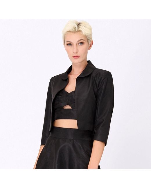 Smart and Joy Blue Taffeta Crop Jacket