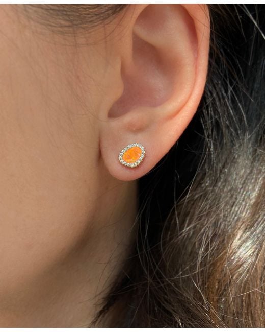 KAMARIA Orange Opal Pebble Stud Earrings
