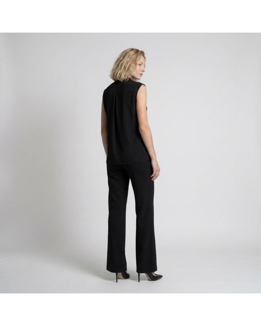 Modenaire Black Sleeveless Tie Neck Blouse And Wide Leg Trouser Set