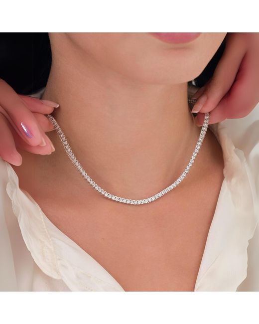 Spero London Metallic Sterling Large Tennis Necklace & Bracelet Set