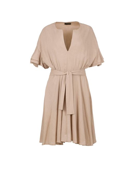Conquista Natural Dress With Ruffle Sleeves