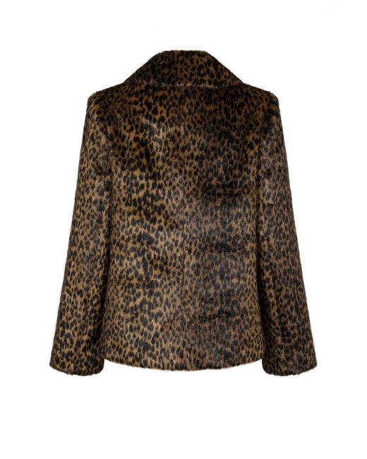 ISSY LONDON Brown Isla Vegan Faux Fur Jacket Cheetah
