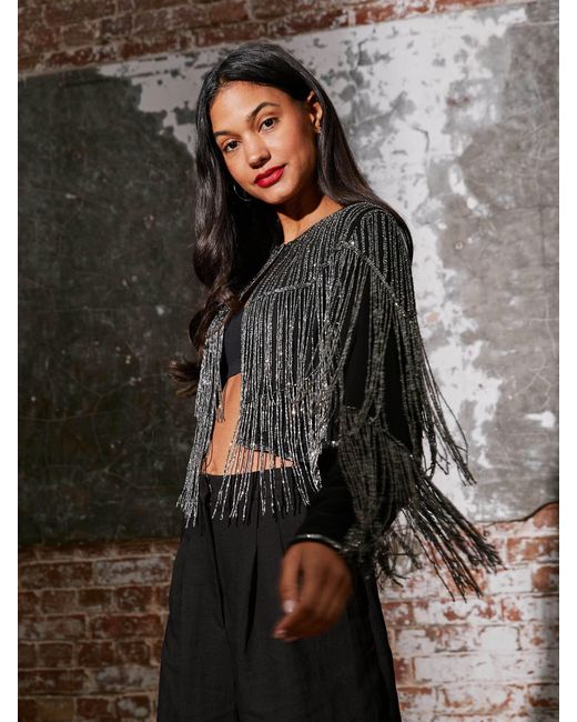 Rose & Nancy Black Scarlett Fringe Jacket
