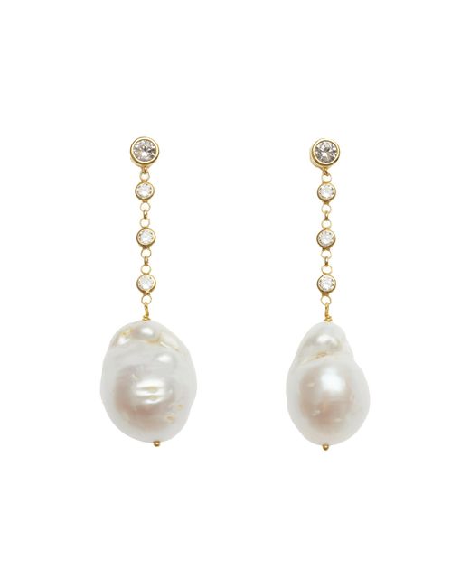 Lavani Jewels White Celine Pearl Baroque Earrings