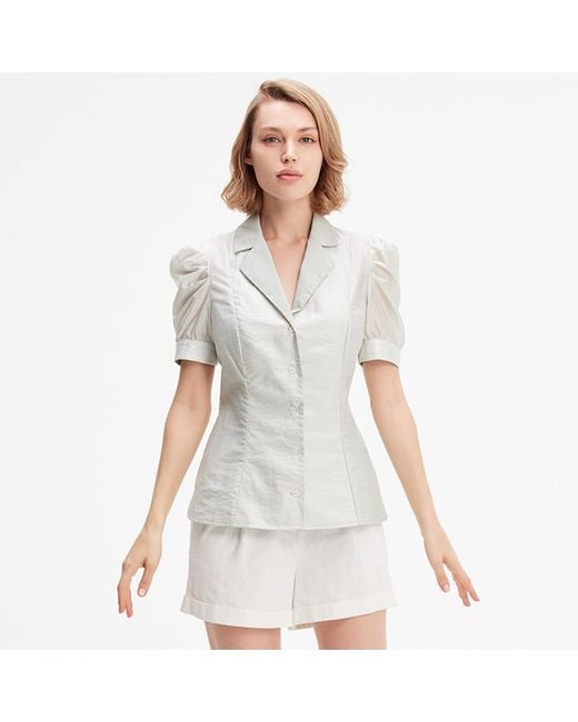 Smart and Joy Gray Chemisier Organza À Manches Courtes